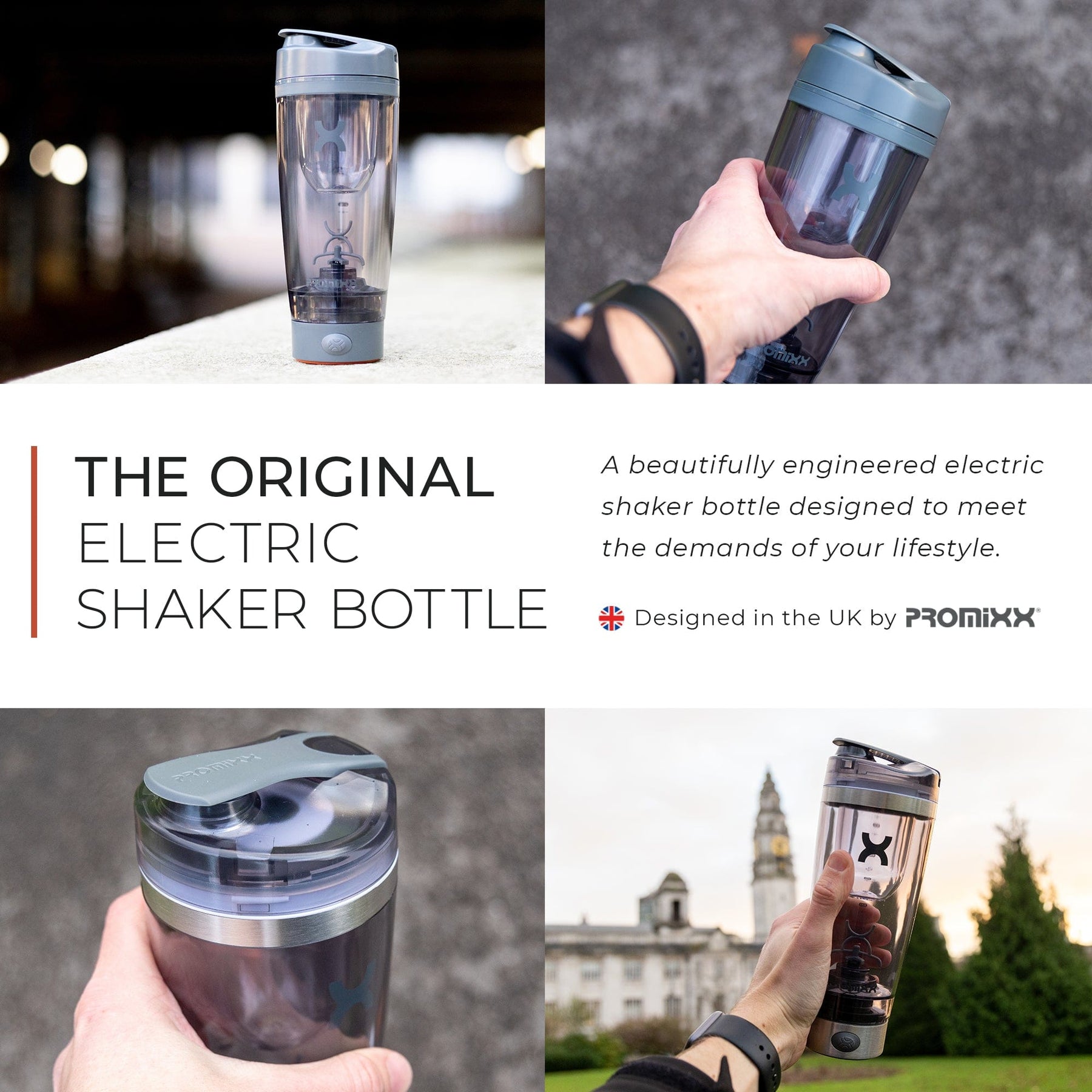 Promixx Original Electric Shaker Bottle - Black/Grey 20oz