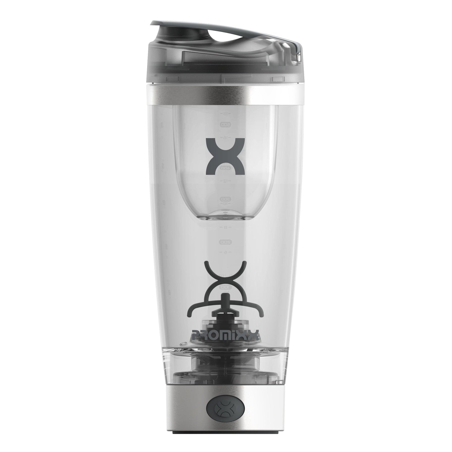 PROMiXX PRO Electric Shaker Bottle – Silver White/Gray, Stainless Steel  Trim, 20oz Cup